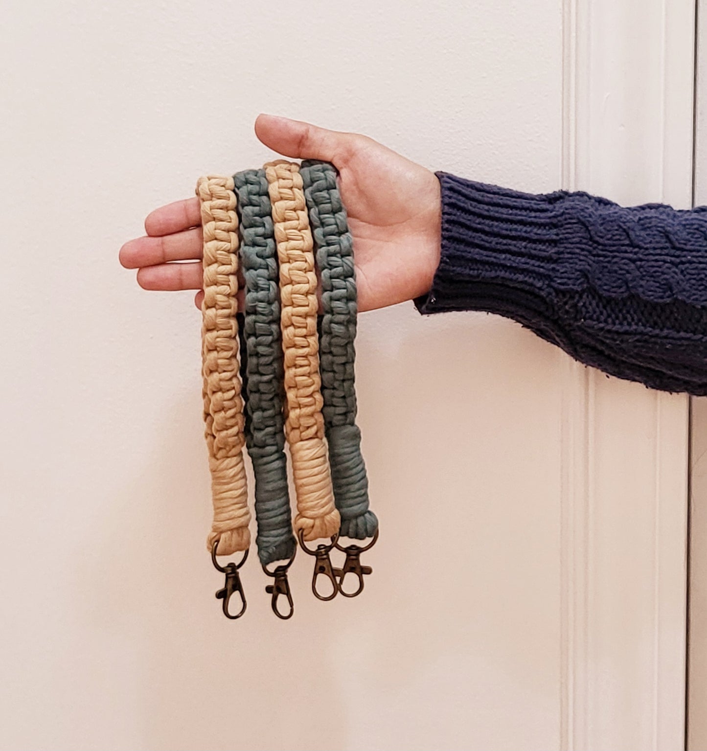 Handmade Macrame Wristlet Keychain - Eco-Friendly Cotton Cord - Key Accessories - Stocking Stuffer