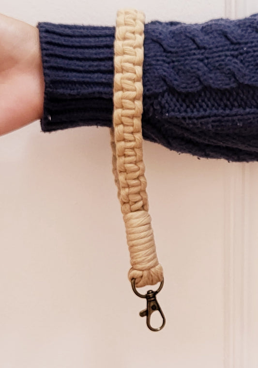 Handmade Macrame Wristlet Keychain - Eco-Friendly Cotton Cord - Key Accessories - Stocking Stuffer