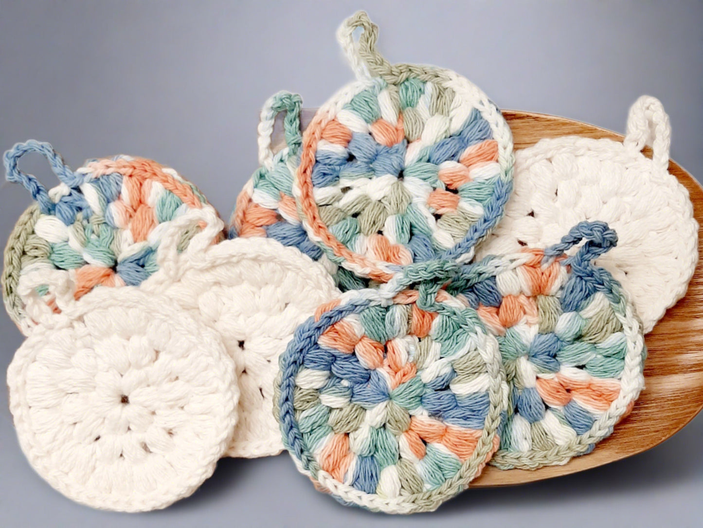 Set of face scrubbies - ecofriendly scrubbies - reusable cotton rounds - cotton pads - face scrubbie - makeup pads