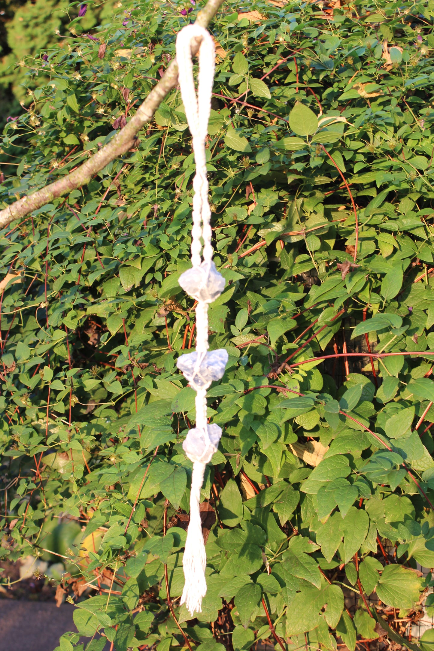 Handmade, Macrame, Crystals, blue calcite, Vancouver, boho, wall hanging, willowhomedecor.ca, wall decor