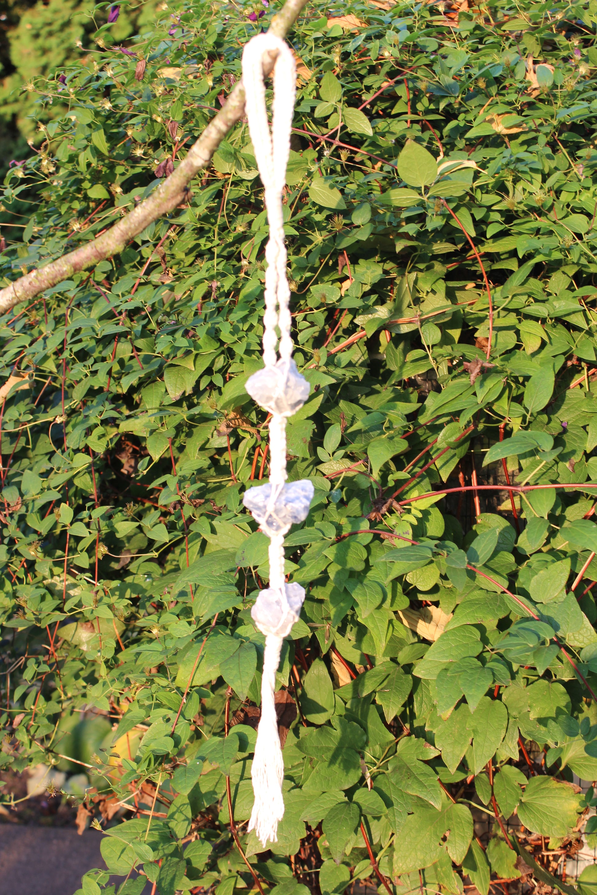 Handmade, Macrame, Crystals, blue calcite, Vancouver, boho, wall hanging, willowhomedecor.ca, wall decor